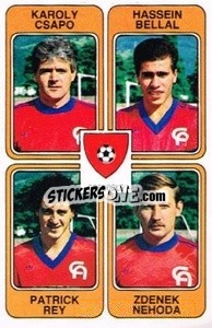 Figurina Karoly Csapo / Hassein Bellal / Patrick Rey / Zdenek Nehoda - Football France 1985-1986 n. 356 - Panini