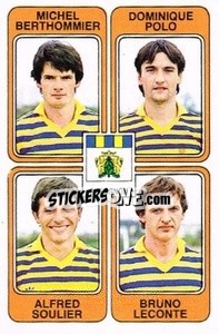 Sticker Michel Berthommier / Dominique Polo / Alfred Soulier / Bruno Leconte - Football France 1985-1986 n. 358 - Panini