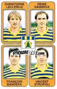 Sticker Christophe Leclerrcq / Denis Gagneux / Francois Bandera / Vincent Stropoli - Football France 1985-1986 n. 359 - Panini