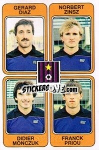 Sticker Gerard Diaz / Norbert Zinisz / Didier Monczuk / Franck Priou - Football France 1985-1986 n. 362 - Panini