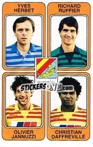 Figurina Yves Herbet / Richard Ruffier / Olivier Jannuzzi / Christian Daffreville - Football France 1985-1986 n. 369 - Panini