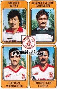 Sticker Michel Mezy / Jean-Claude Chemier / Faouzi Mansouri / Christian Lopez - Football France 1985-1986 n. 375 - Panini