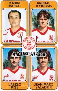 Sticker Karim Maroc / Andras Torocsik / Laszlo Kiss / Jean-Marc Valadier - Football France 1985-1986 n. 377 - Panini