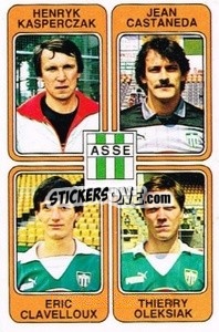 Sticker Henryk Kasperczak / Jean Castaneda / Eric Clavelloux / Thierry Oleksiak - Football France 1985-1986 n. 384 - Panini