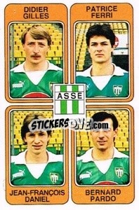 Sticker Didier Gilles / Patrice Ferri / Jean-Francois Daniel / Bernard Pardo - Football France 1985-1986 n. 385 - Panini