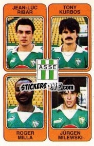 Figurina Jean-Luc Ribar / Tony Kurbos / Roger Milla / Jurgen Milewski - Football France 1985-1986 n. 386 - Panini