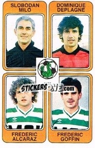 Sticker Slobodan Milo / Dominique Deplange / Frederic Alcaraz / Frederic Goffin - Football France 1985-1986 n. 387 - Panini