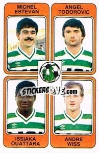 Sticker Michel Estevan / Angel Todorovic / Issiaka Outtara / Andre Wiss - Football France 1985-1986 n. 389 - Panini
