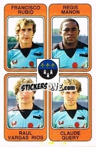 Sticker Francisco Rubio / Regis Manon / Raul Vargas Rios / Claude Query - Football France 1985-1986 n. 395 - Panini