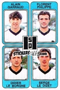 Sticker Alain Garraud / Florent Philippe / Didier Le Borgne / Serge Le Dizet - Football France 1985-1986 n. 442 - Panini