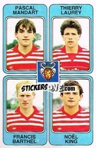 Sticker Pascal Mandart / Thierry Laurey / Francis Barthel / Noel King - Football France 1985-1986 n. 457 - Panini