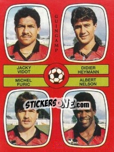 Sticker Jacky Vidot / Didier Heymann / Michel Furic / Albert Nelson - Football France 1986-1987 n. 349 - Panini