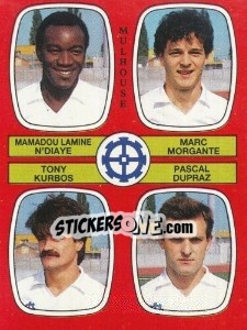 Sticker M. Laime N'Diaye / Marc Morgante / Tony Kurbos / Pascal Dupraz - Football France 1986-1987 n. 356 - Panini