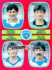 Sticker Patrick Parizon / Franck Merlee / Paul Squaglia / Gilles Eyquem - Football France 1986-1987 n. 357 - Panini
