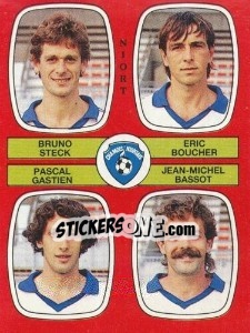 Sticker Bruno Steck / Eric Boucher / Pascal Gastien / Jean-Michel Bassot - Football France 1986-1987 n. 358 - Panini