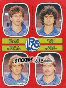 Sticker Walter Kelsch / Didier Six / Thierry Gudimard / Peter Reichert - Football France 1986-1987 n. 377 - Panini