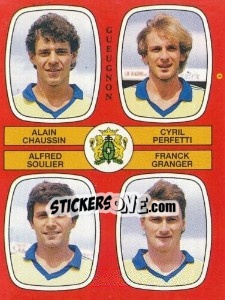 Sticker Alain Chaussin / Cyril Perfetti / Alfred Soulier / Franck Granger - Football France 1986-1987 n. 415 - Panini