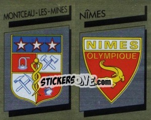 Cromo Ecusson Montceau-les-Mines / Nimes Olympique - FOOT 1988-1989 - Panini