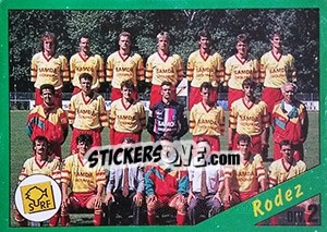 Figurina Equipe de Rodez - D2 groupe A - FOOT 1990-1991 - Panini