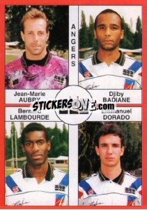 Sticker Jean-Marie Aubry / Djiby Badiane / Bernard Lambourde / Emmanuel Dorado - FOOT 1994-1995 - Panini