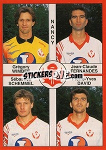 Cromo Grégory Wimbee / Jean-Claude Fernandes / Sébastien Schemmel / Pierre-Yves David - FOOT 1994-1995 - Panini