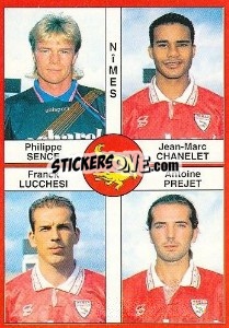 Cromo Philippe Sence / Jean-Marc Chanelet / Franck Lucchesi / Antoine Prejet - FOOT 1994-1995 - Panini