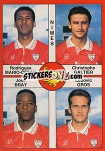 Cromo Rodrigues Mario-César / Christophe Galtier / José Bray / Ludovic Gros - FOOT 1994-1995 - Panini