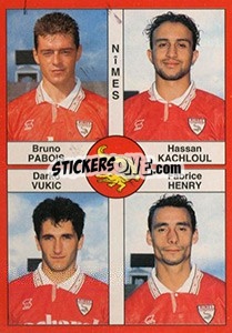 Cromo Bruno Pabois / Hassan Kachloul / Darko Vukic / Fabrice Henry - FOOT 1994-1995 - Panini