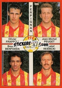 Cromo Olivier Frappoli / Jean-Michel Peuget / Bourras Benfodda / Krzystof Iwanicki - FOOT 1994-1995 - Panini