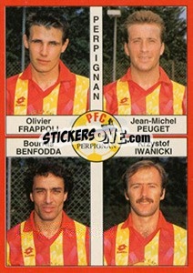 Cromo Olivier Frappoli / Jean-Michel Peuget / Bourras Benfodda / Krzystof Iwanicki - FOOT 1994-1995 n. 376 - Panini