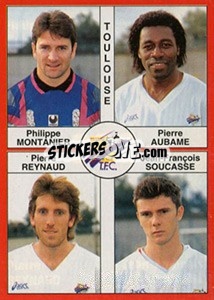 Figurina Philippe Montanier / Pierre Aubame / Pierre Reynaud / Jean-François Soucasse - FOOT 1994-1995 n. 392 - Panini