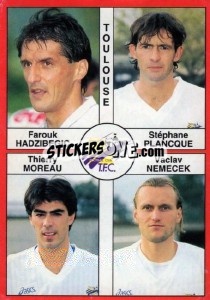 Sticker Farouk Hadzibegic / Stéphane Plancque / Thierry Moreau / Vaclav Nemecek - FOOT 1994-1995 n. 394 - Panini