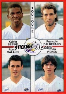 Cromo Kelvin Sebwe / François Calderaro / Ronan Salaün / Olivier Pickeu - FOOT 1994-1995 - Panini
