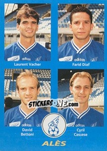 Sticker Laurent Vacher / Farid Diaf / David Bettoni / Cyril Cassese - FOOT 1995-1996 - Panini