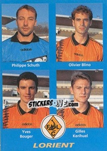Sticker Philippe Schuth / Olivier Blino / Yves Bouger / Gilles Kerihuel - FOOT 1995-1996 n. 384 - Panini