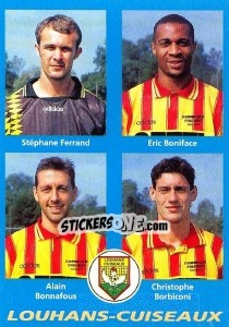 Sticker Stéphane Ferrand / Eric Boniface / Alain Bonnafous / Christophe Borbiconi - FOOT 1995-1996 n. 387 - Panini