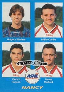 Sticker Grégory Wimbee / Didier Combe / Vincent Hognon / Jimmy Maillard - FOOT 1995-1996 n. 399 - Panini