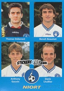 Sticker Thomas Debenest / Benoît Beaumet / Anthony Gauvin / Denis Lhuillier - FOOT 1995-1996 n. 402 - Panini
