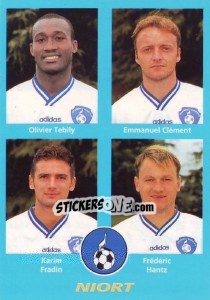 Sticker Olivier Tebily / Emmanuel Clément / Karim Fradin / Frédéric Hantz - FOOT 1995-1996 n. 403 - Panini