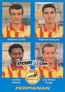 Sticker Stéphane Crucet / Stéphane Rauturier / Lassina Diabate / Jean-Michel Peuget - FOOT 1995-1996 n. 410 - Panini