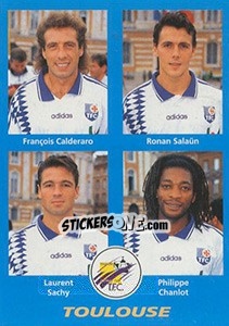 Cromo François Calderaro / Ronan Salaün / Laurent Sachy / Philippe Chanlot - FOOT 1995-1996 - Panini