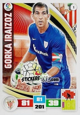 Figurina Gorka Iraizoz - Liga BBVA 2015-2016. Adrenalyn XL n. 1 - Panini