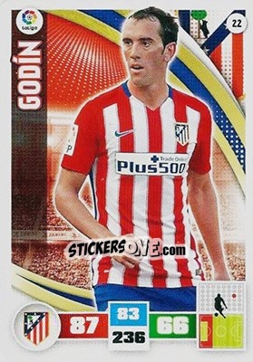 Sticker Godin - Liga BBVA 2015-2016. Adrenalyn XL n. 22 - Panini