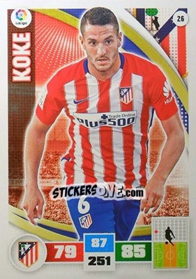 Sticker Koke - Liga BBVA 2015-2016. Adrenalyn XL n. 26 - Panini