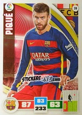 Sticker Piqué - Liga BBVA 2015-2016. Adrenalyn XL n. 39 - Panini