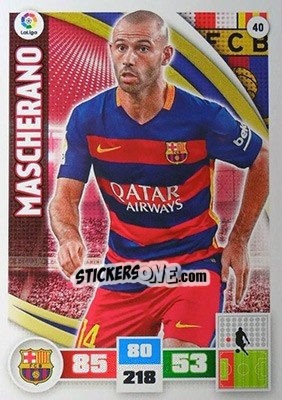 Figurina Mascherano - Liga BBVA 2015-2016. Adrenalyn XL - Panini