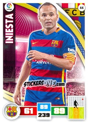 Sticker Iniesta - Liga BBVA 2015-2016. Adrenalyn XL n. 44 - Panini