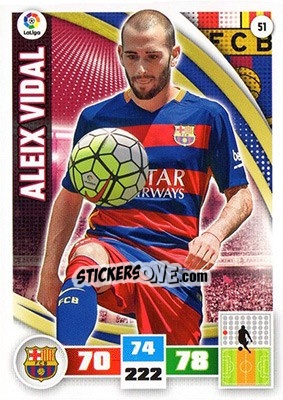 Sticker Aleix Vidal - Liga BBVA 2015-2016. Adrenalyn XL n. 51 - Panini