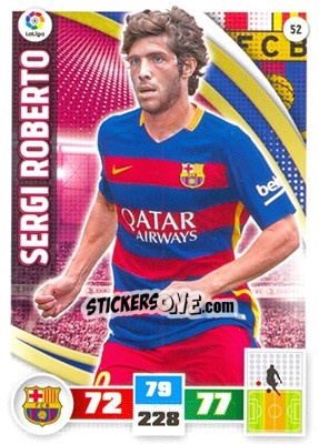 Sticker Sergi Roberto - Liga BBVA 2015-2016. Adrenalyn XL n. 52 - Panini