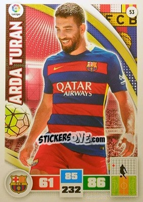 Sticker Arda Turan - Liga BBVA 2015-2016. Adrenalyn XL n. 53 - Panini